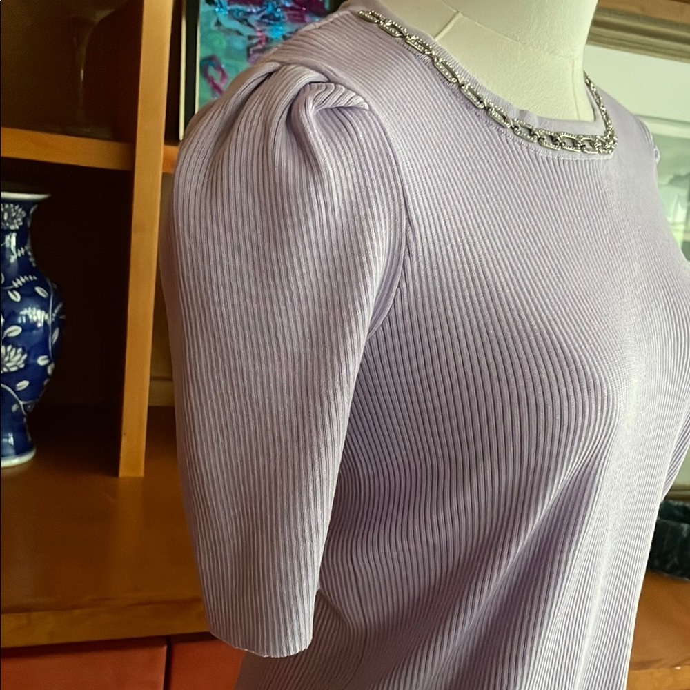 Nanette Lepore NWOT Lavender Ribbed Jewel Women's Top Small - Picture 6 of 9